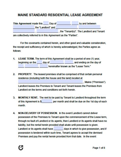 rental agreement form maine|Free Maine Rental Lease Agreements (6 Types)